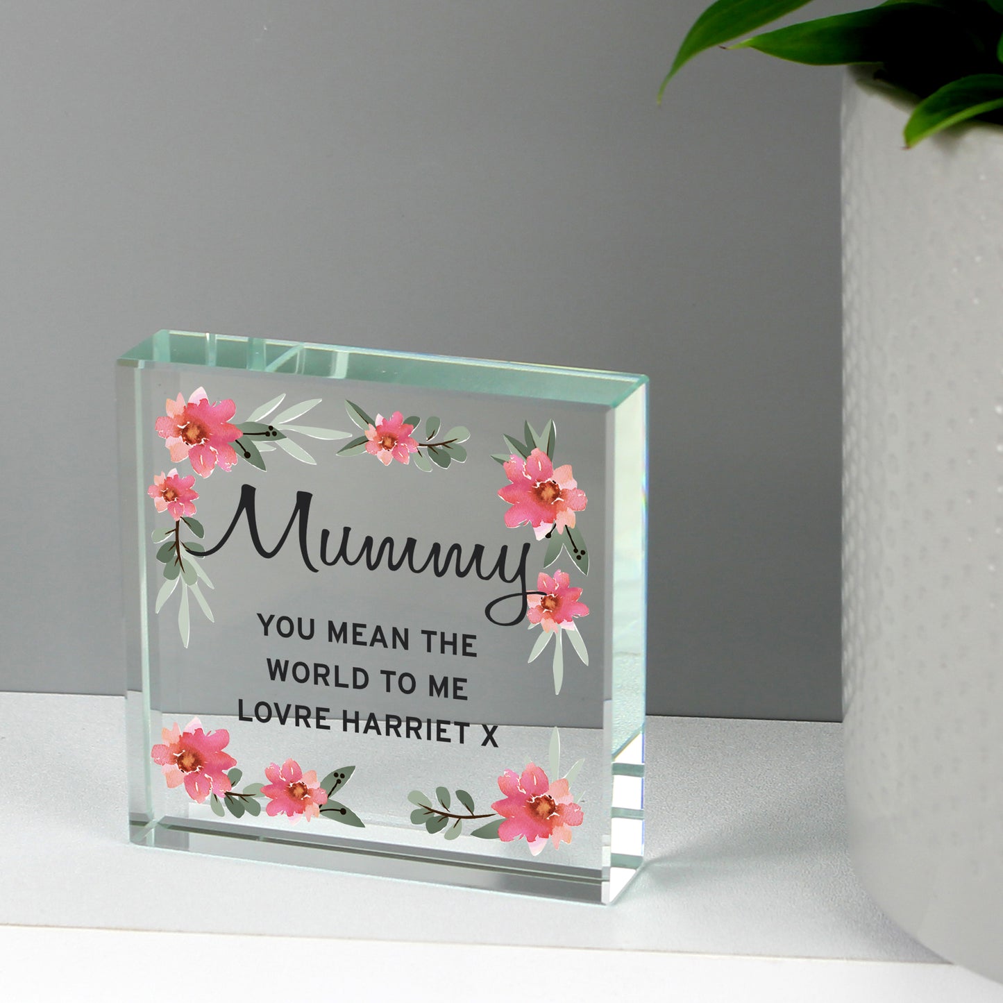 Personalised Floral Sentimental Crystal Token