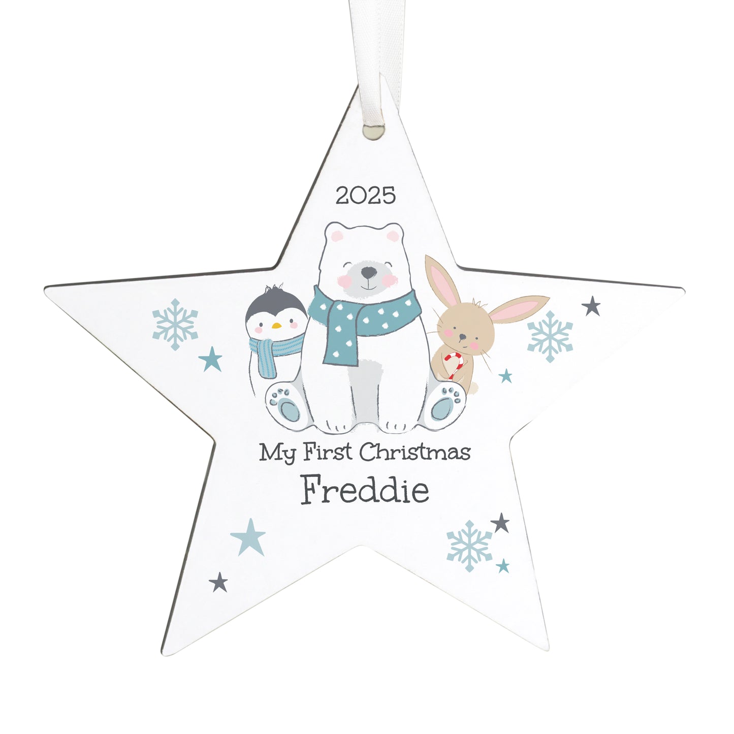 Personalised Polar Bear Christmas Star Ornament