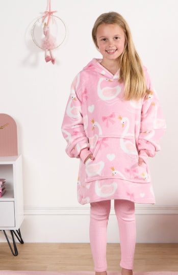 Kids Swan & Bow Print Hoodie