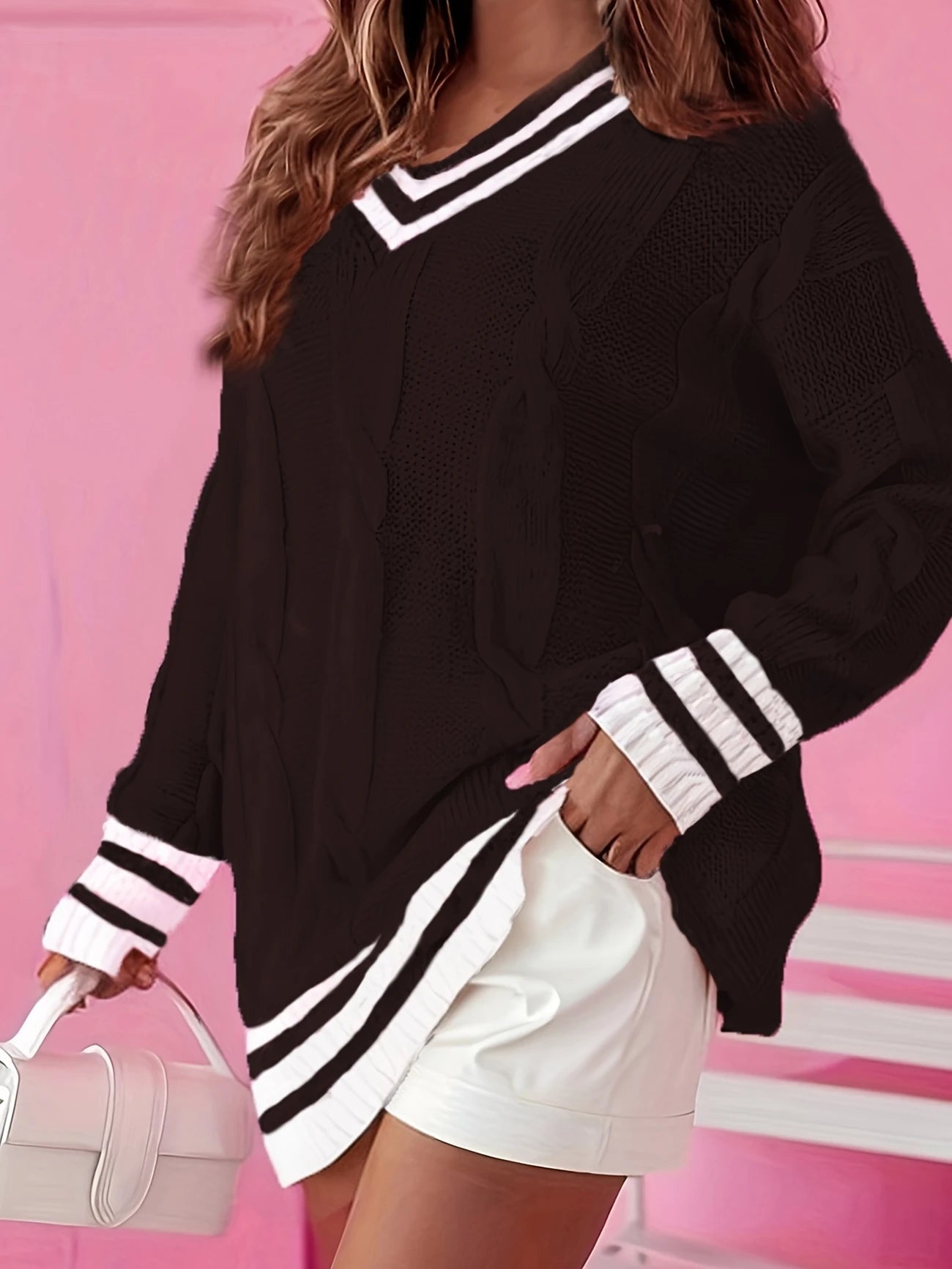 Curve Elegant V-Neck Long Sleeve Jumper options