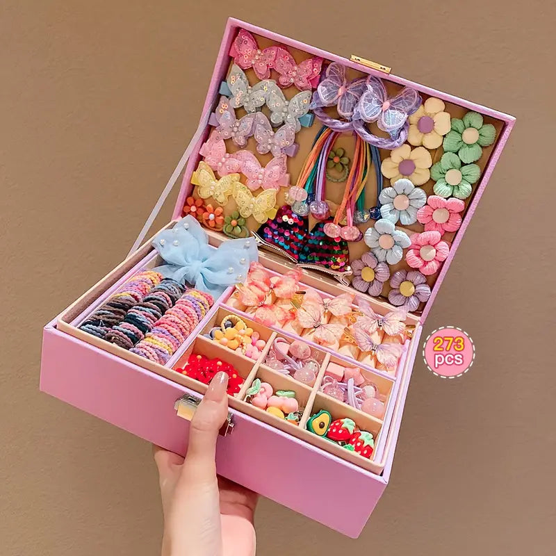 273pcs Colorful Cute Hair Accessories in Storage Box