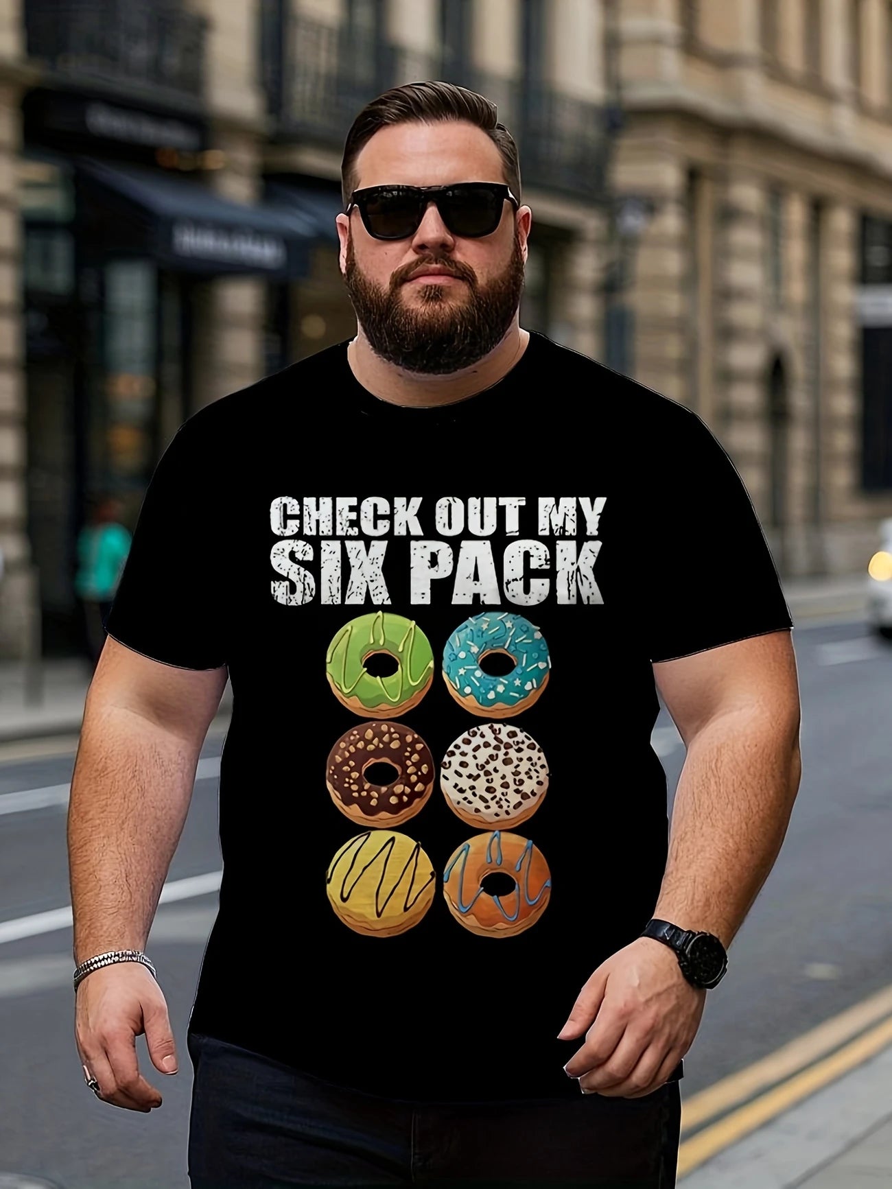 Men'S Plus Size Donut Graphic T-Shirt