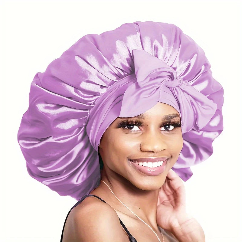 Satin Bonnet for Sleeping - Adjustable, Soft Bonnet with Tie Band
