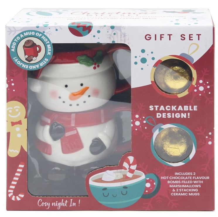 SNOWMAN STACKING CHOC BOMB STACKING MUGS