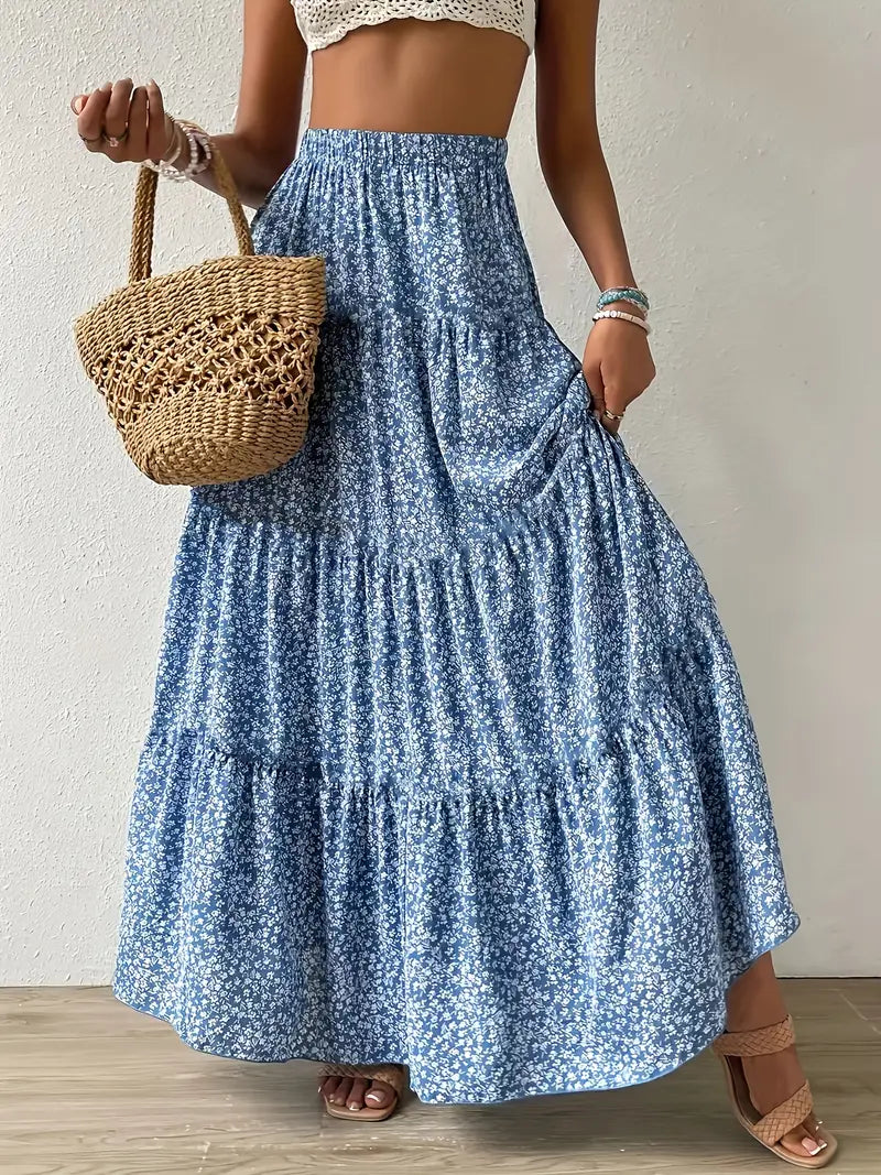 Floral Tiered Maxi Skirt
