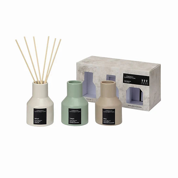 French Connection Trio of Reed Diffuser Gift Set 3x100ML Stone Range