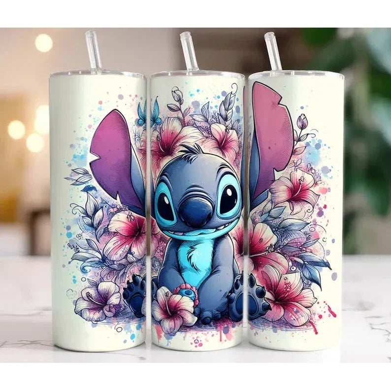 20 oz Tumbler Stitch with flowers