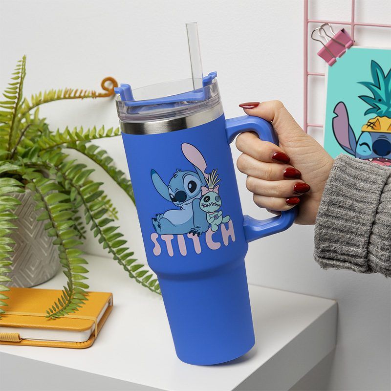 Disney Stitch Blue 900ml Insulated Cup and Straw