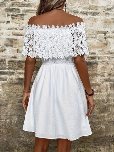 Elegant Off-Shoulder Lace Mini Dress for Women