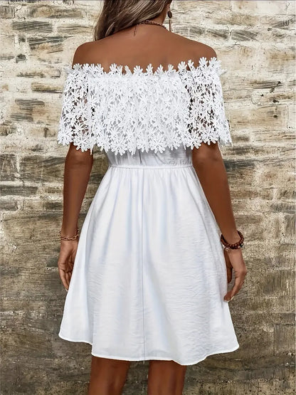 Elegant Off-Shoulder Lace Mini Dress for Women