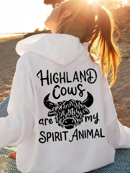 Highland Cow Graphic Hoodie Sweatshirt Size 16-24