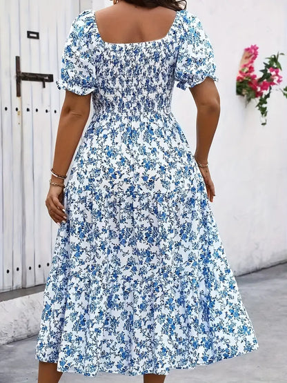 Curve Tropical Print Short Sleeve Dress