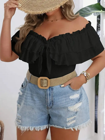 Off-Shoulder Ruffle Detail Blouse Curve
