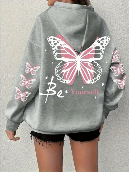 Butterfly  Print Hoodie 8 - 26 Women Top