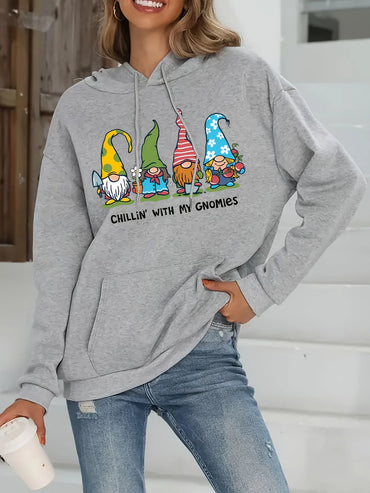"Chillin' with My Gnomies" Graphic Print Hoodie 8 - 24 Curve