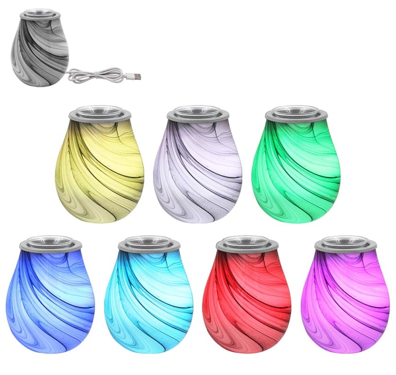 AROMA LAMP MARBLE COLOUR CHANGING WAX / OIL MELTER