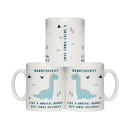 Personalised More Awesome Blue Dinosaur Mug