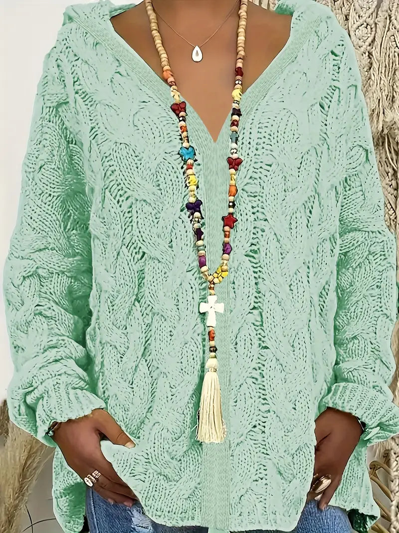 Women's Casual Loose Fit Hooded Cardigan Lime Green