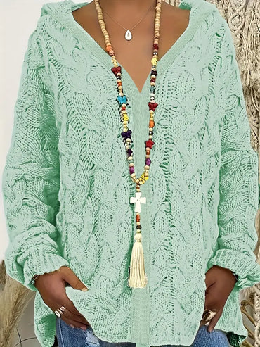 Women's Casual Loose Fit Hooded Cardigan Lime Green
