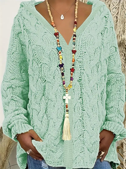Women's Casual Loose Fit Hooded Cardigan Lime Green