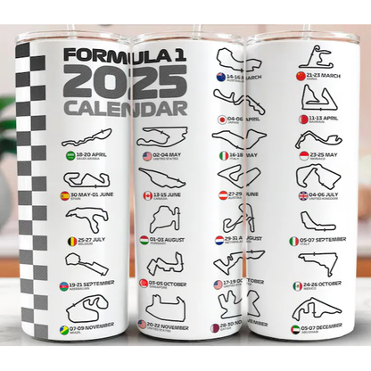 Formula one 2025 calender tumbler