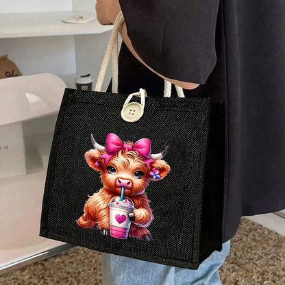 Charming Highland Cow Print Tote Bag