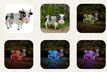 Solar Silhouette Daisy Cow