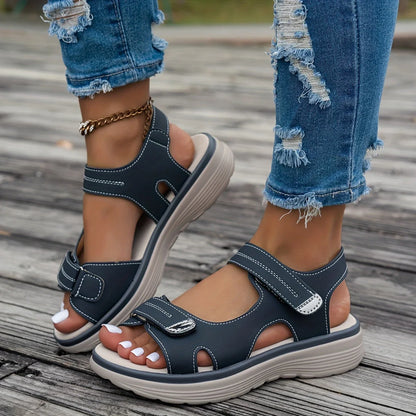 Women's Solid Color Velcro strap Sandals