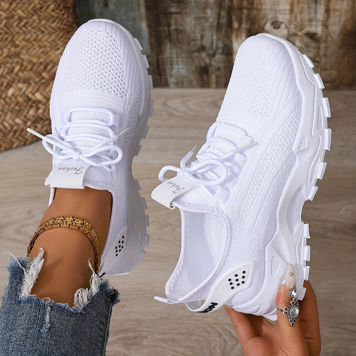 Women's Trainers white shoes, summer mesh design