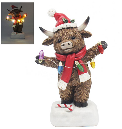 HIGHLAND COW BOY WITH LED