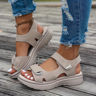 Women's Solid Color Velcro strap Sandals