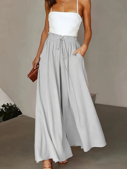Curve Wide Leg Pants, Casual Loose Pants
