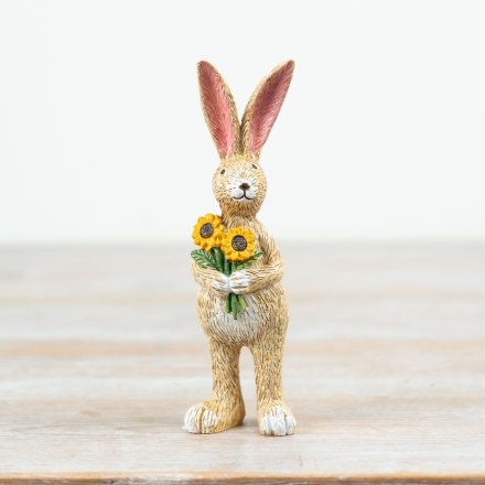 Jasper Rabbit Figurine with Sunflower,14cm