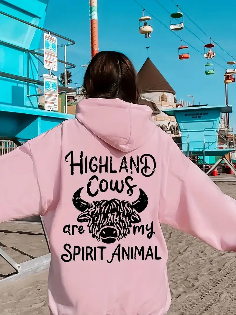 Highland Cow Graphic Hoodie Sweatshirt Size 16-24