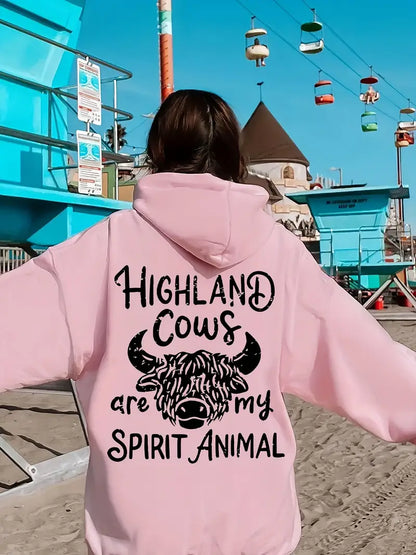 Highland Cow Graphic Hoodie Sweatshirt Size 16-24