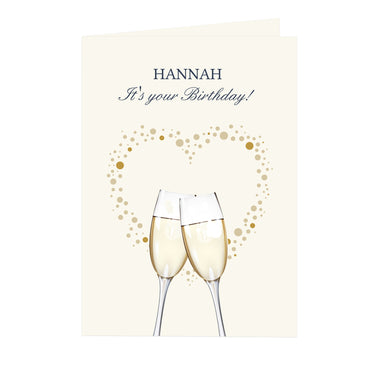 Personalised Gold Champagne Flutes Card