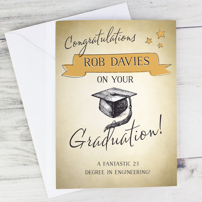 Personalised Gold Star Graduation Card