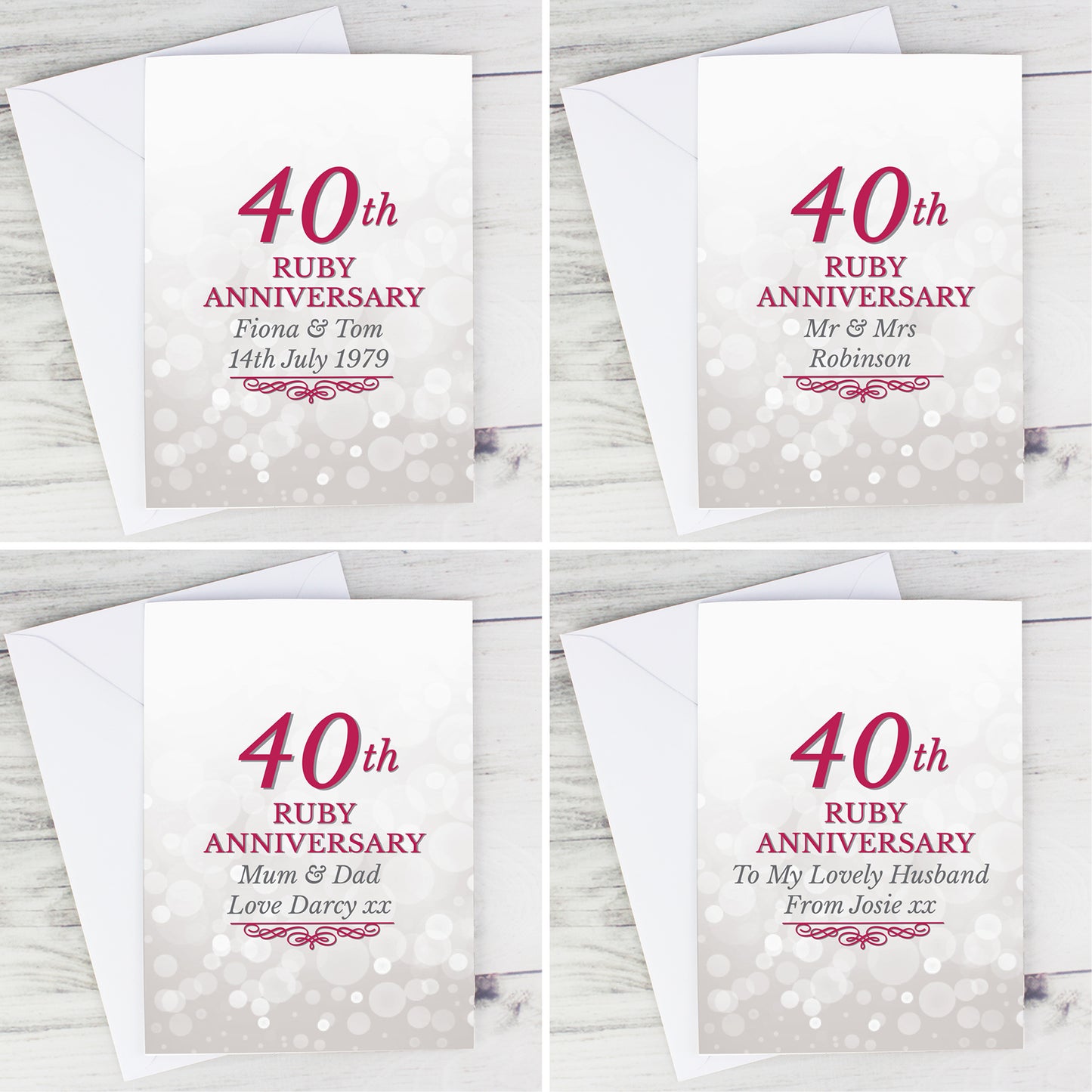 Personalised 40th Ruby Anniversary Card