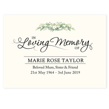 Personalised In Loving Memory Card