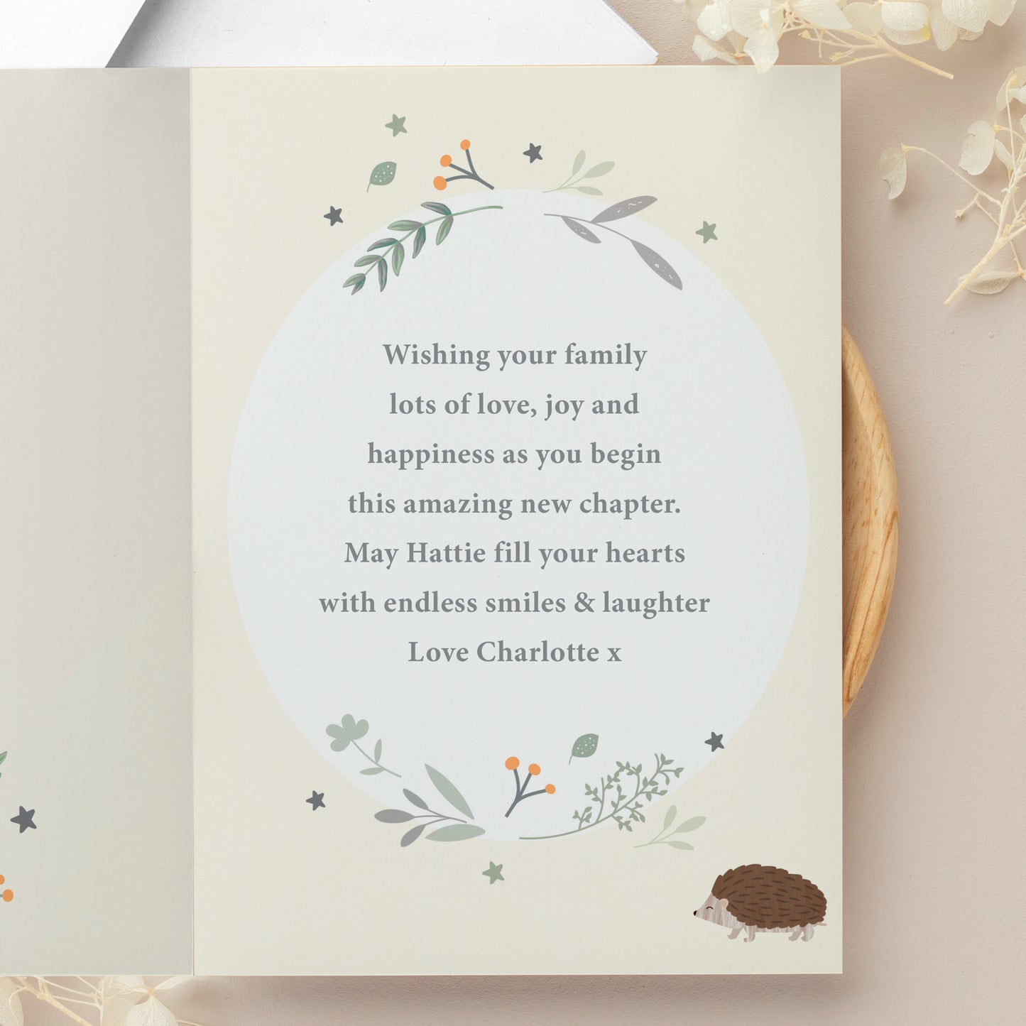 Personalised Woodland Animals New Baby Card