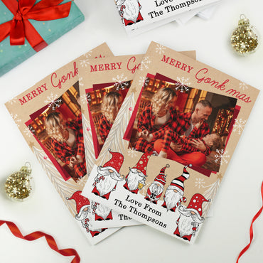 Personalised Photo Upload Pack of 10 Gonk Christmas Cards
