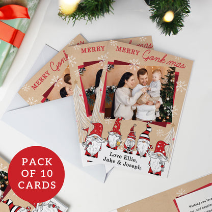 Personalised Photo Upload Pack of 10 Gonk Christmas Cards