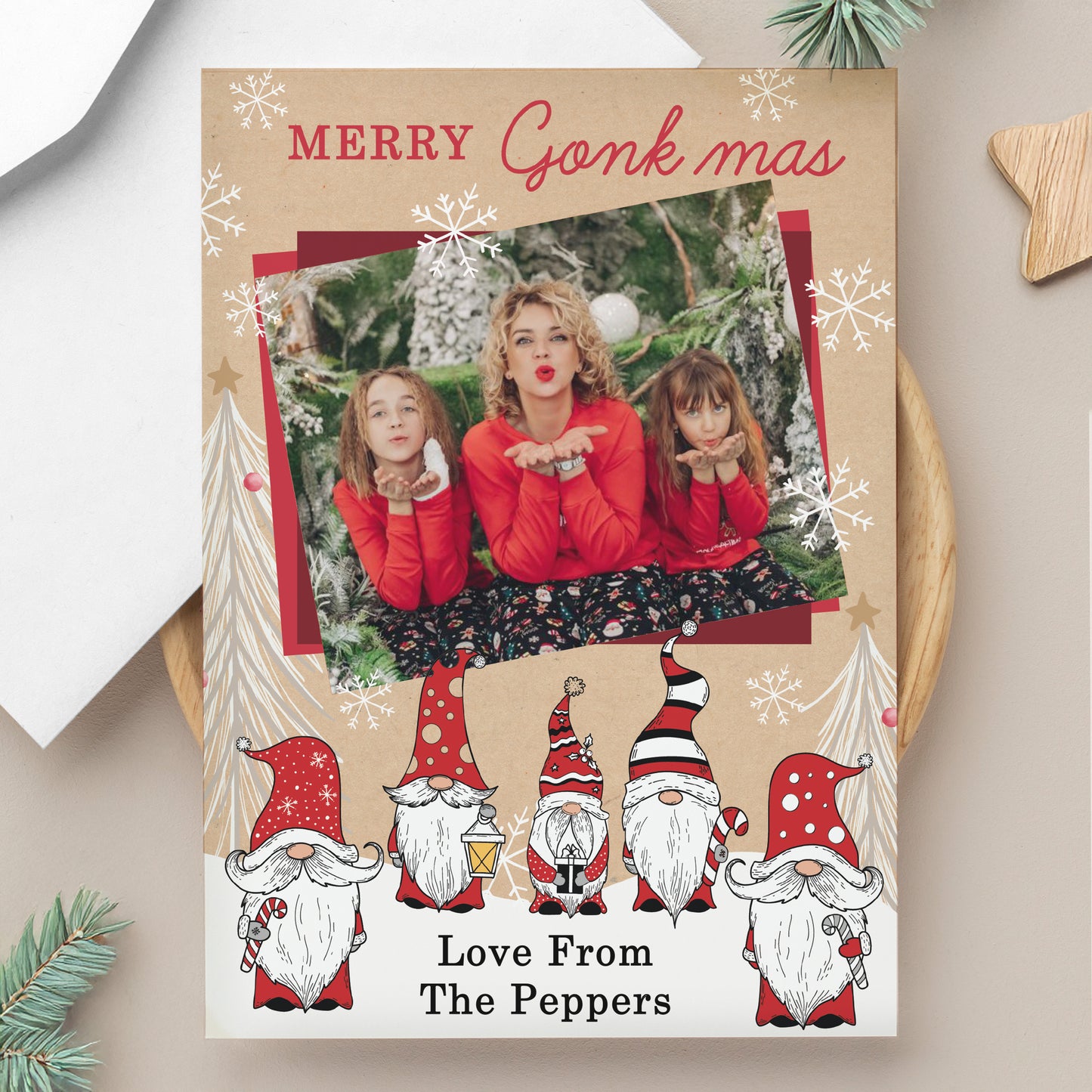 Personalised Photo Upload Pack of 10 Gonk Christmas Cards