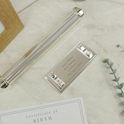 Personalised Plain Silver Plated Certificate Holder