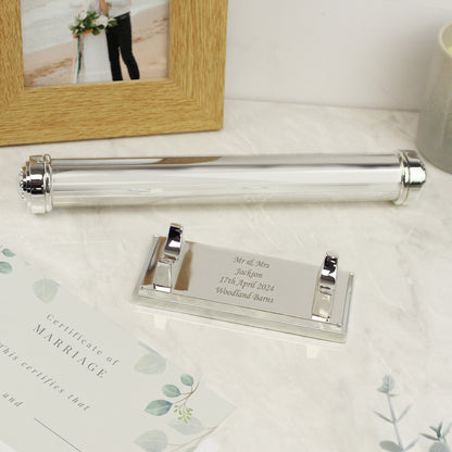 Personalised Plain Silver Plated Certificate Holder