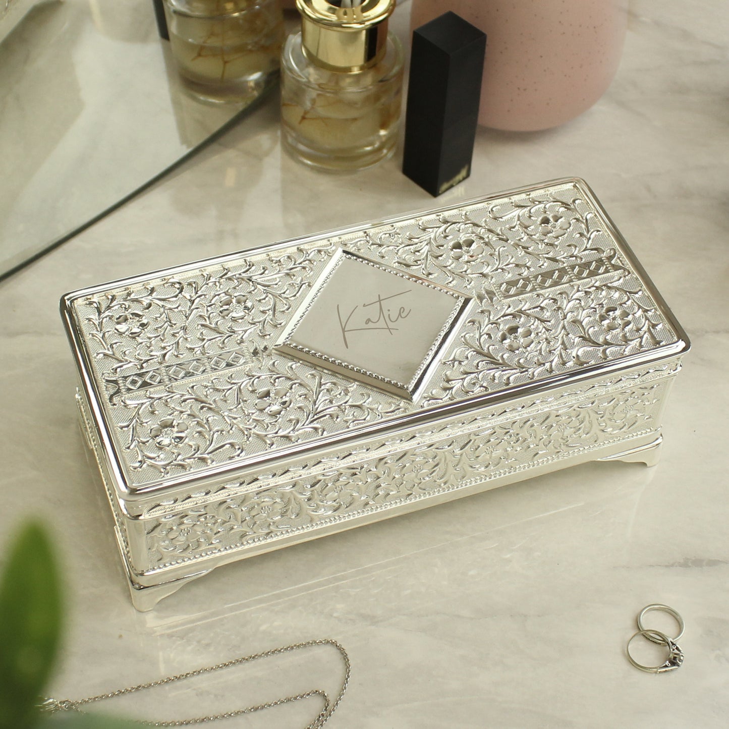 Personalised Silver Plated Jewellery Box