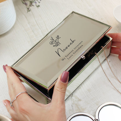 Personalised Floral Mirrored Jewellery Box