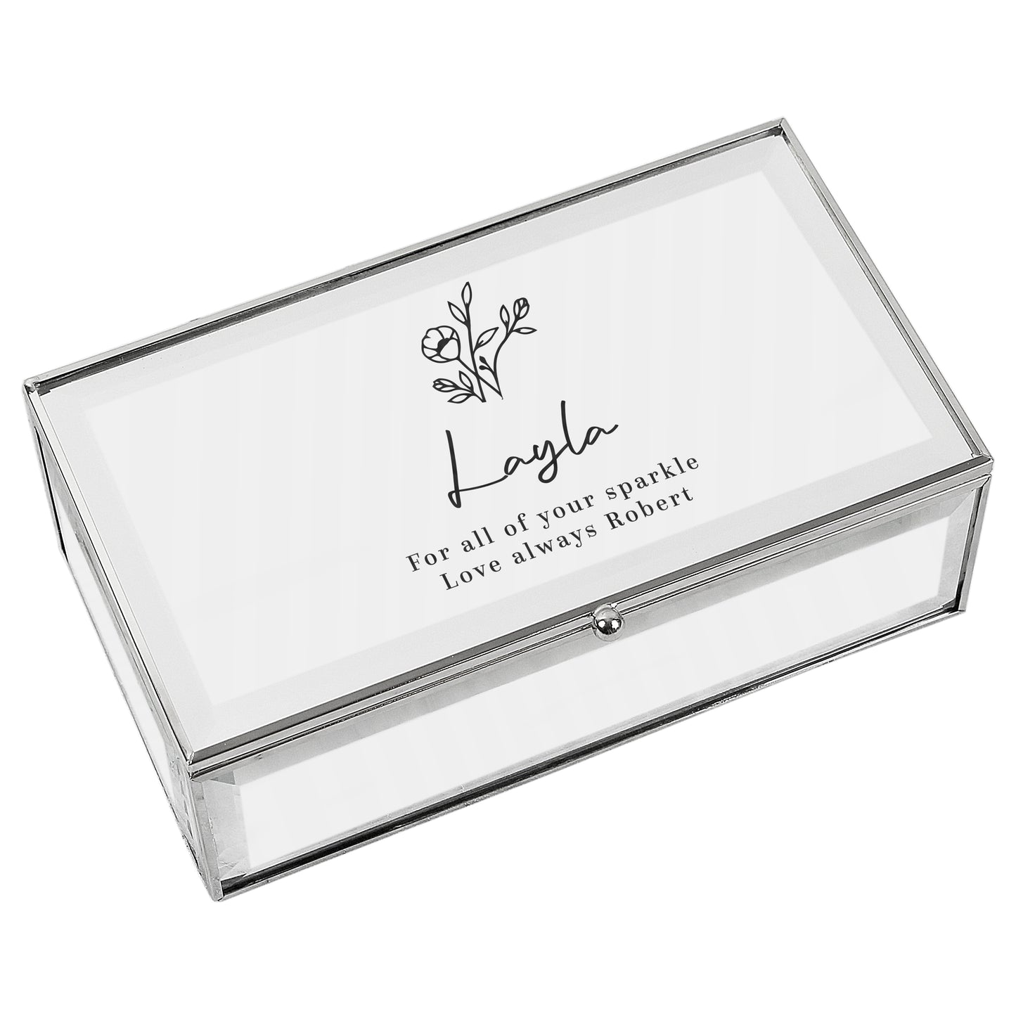 Personalised Floral Mirrored Jewellery Box