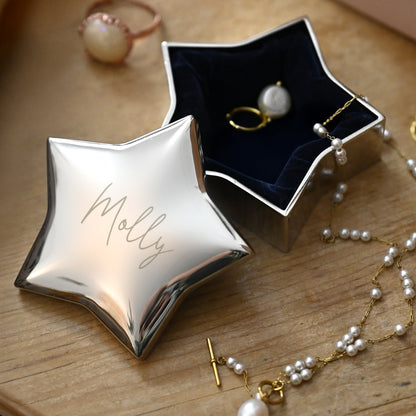 Personalised Engraved Name Star Trinket Box