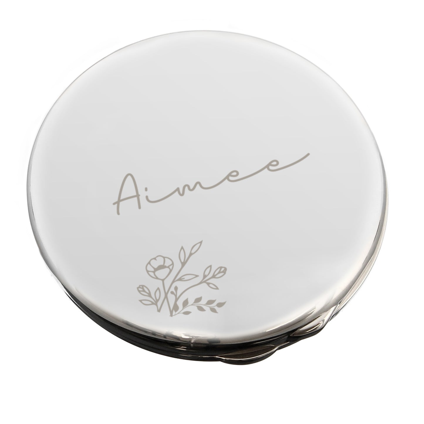 Personalised Floral Round Compact Mirror